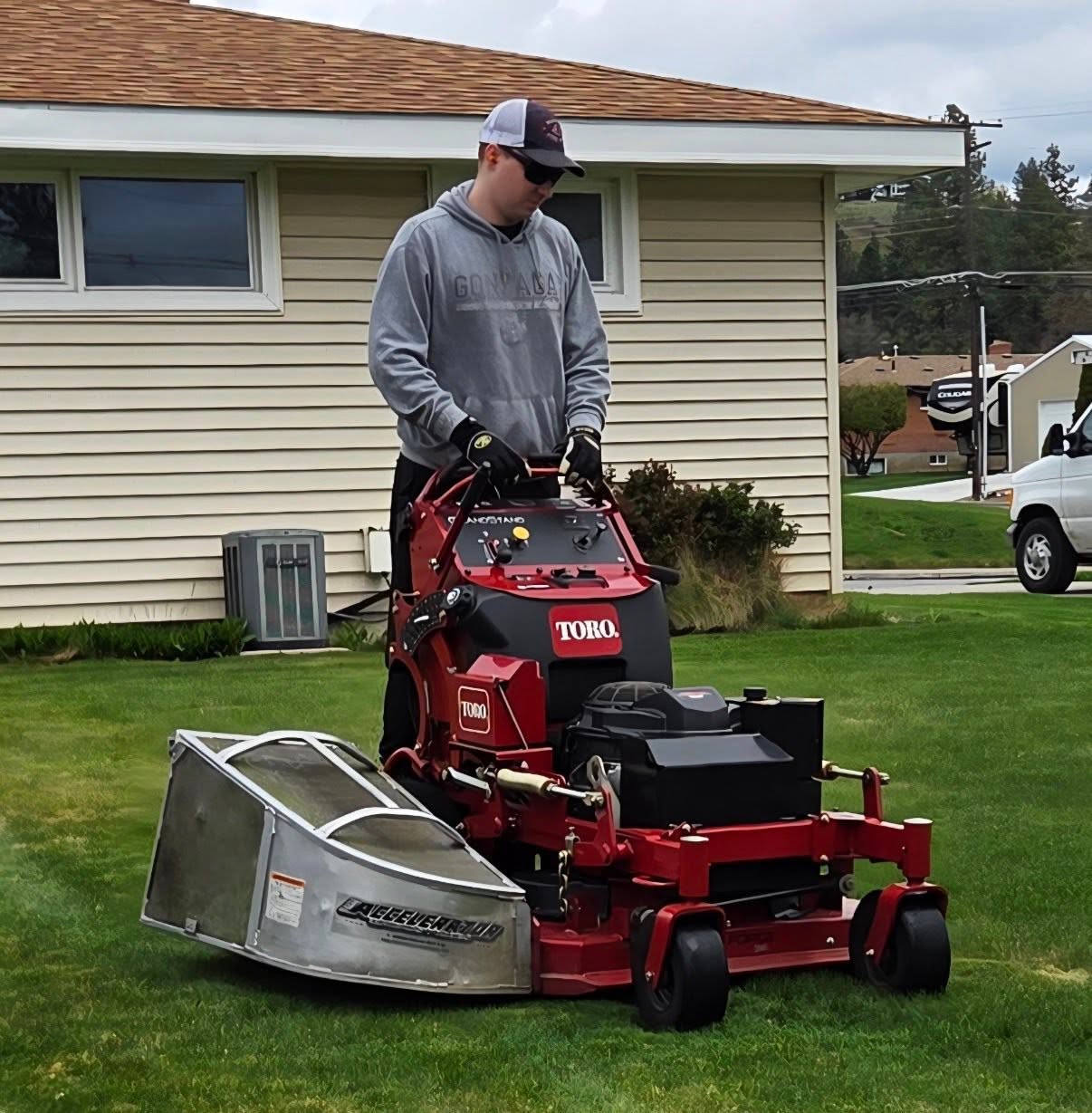 lawn mower cutting grass